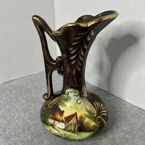 H Bequet Quaregmon Made in Belgium Porcelain Vase Felt Bottom 6.5x9.5"